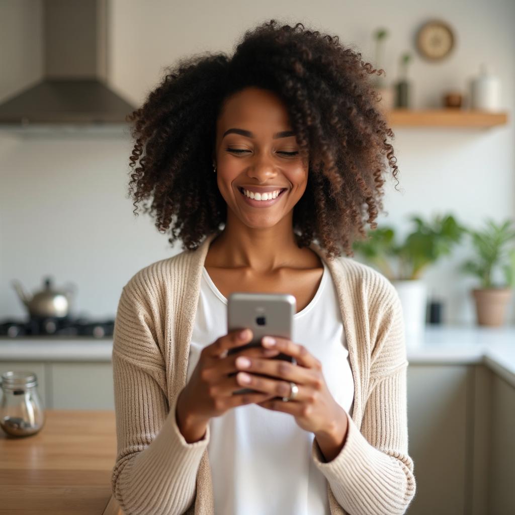 Woman in her 30s using HarmoFlux wellness app